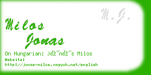 milos jonas business card